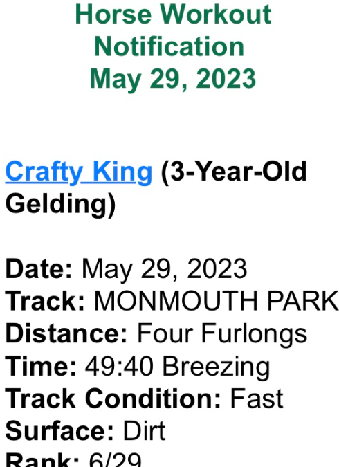 Crafty King Workout 5/29/23